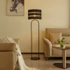 Lindby gulvlampe Tsomo, Ø 40 cm, sort, stof, E27