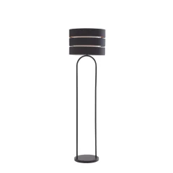 Lindby gulvlampe Tsomo, Ø 40 cm, sort, stof, E27