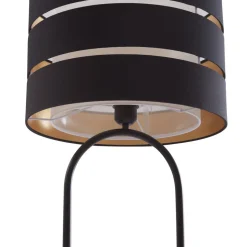 Lindby gulvlampe Tsomo, Ø 40 cm, sort, stof, E27