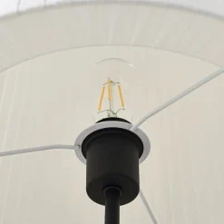 Lindby gulvlampe Virelle, sort/hvid, tekstil, højde 170 cm