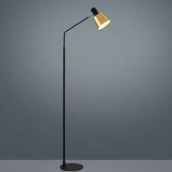 Lindby gulvlampe Vlada, 144 cm, messing, sort, metal