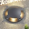 Lindby gulv-spotlight med LED Cormac, 4 lyskilder, Ø 21 cm, IP67