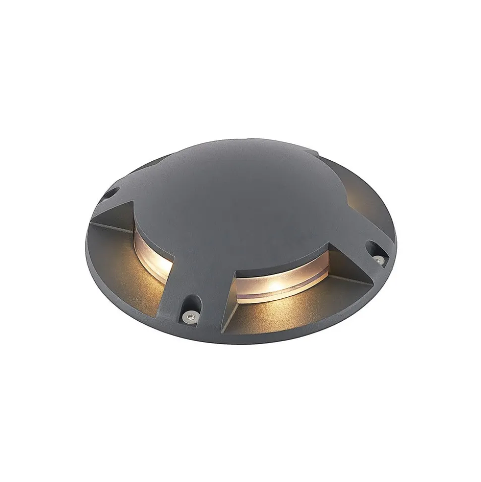 Lindby gulv-spotlight med LED Cormac, 4 lyskilder, Ø 21 cm, IP67
