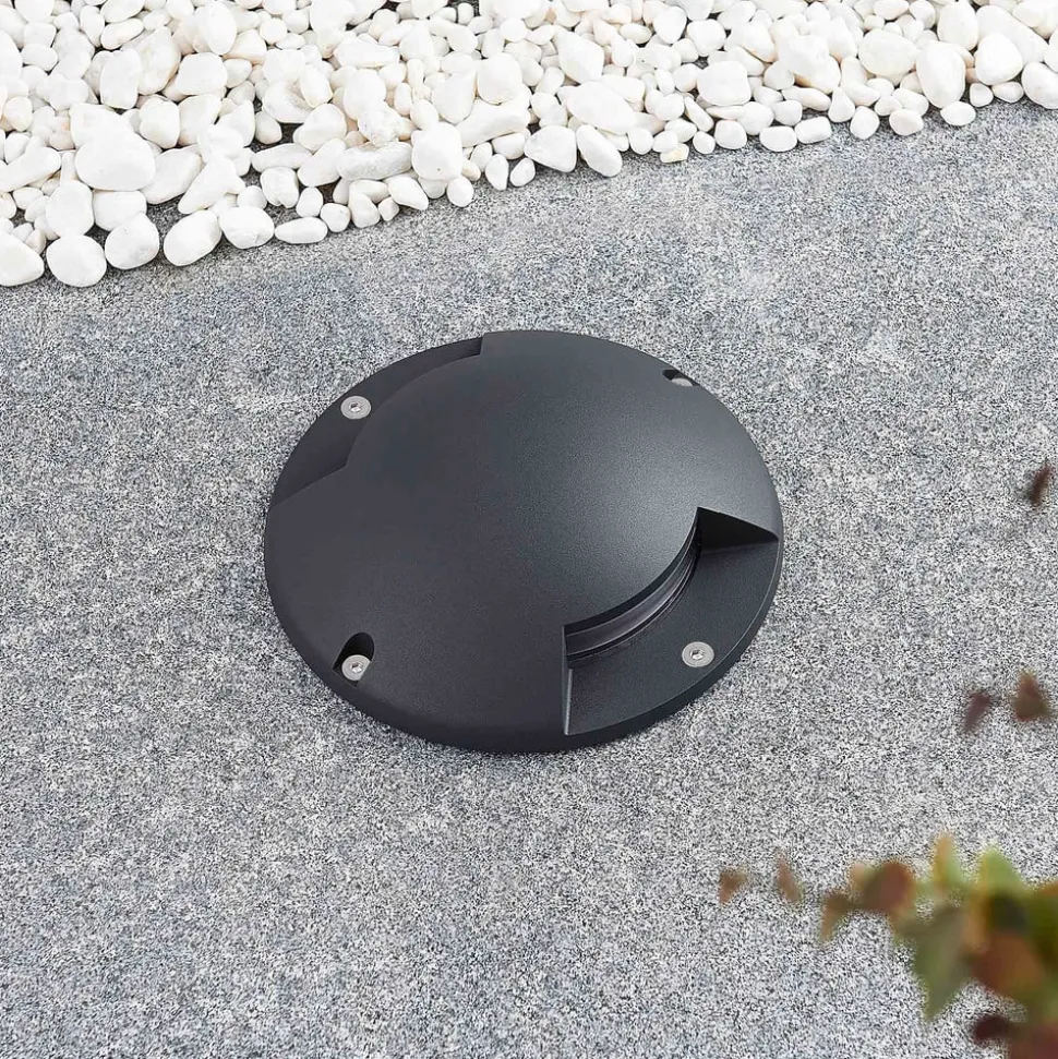 Lindby gulv-spotlight med LED Cormac, 2 lyskilder, Ø 21 cm, IP67