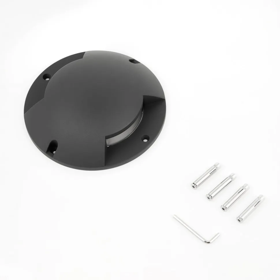 Lindby gulv-spotlight med LED Cormac, 2 lyskilder, Ø 21 cm, IP67
