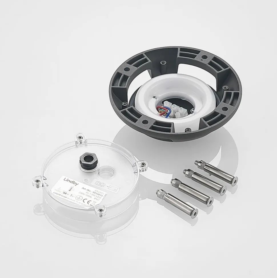 Lindby gulv-spotlight med LED Huban, 15 cm, 4 lyskilder, antracit