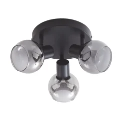 Lindby Hedvig loftlampe, rund, sort, 3 lyskilder.