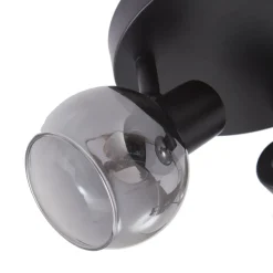 Lindby Hedvig loftlampe, rund, sort, 3 lyskilder.