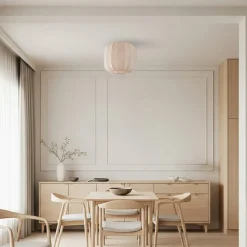 Lindby Helin loftlampe, beige, stof, Ø 35 cm