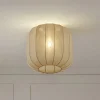 Lindby Helin loftlampe, grå, stof, Ø 35 cm