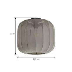 Lindby Helin loftlampe, grå, stof, Ø 35 cm
