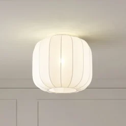 Lindby Helin loftlampe, hvid, stof, Ø 35 cm