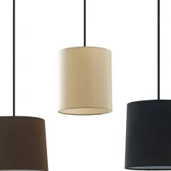 Lindby hængelampe Amilia, stof, 5 lyskilder, grå/beige, E27