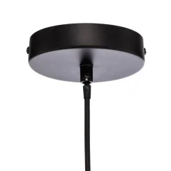 Lindby hængelampe Aurinil, træfarvet, hør, Ø 48cm, E27