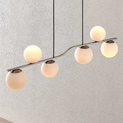 Lindby hængelampe Avalyn, nikkelfarvet, glas, 110 cm, E14