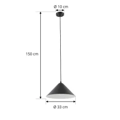 Lindby hængelampe Clarine, sort/hvid, Ø 32 cm, metal