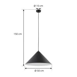 Lindby hængelampe Clarine, sort/hvid, Ø 50 cm, metal