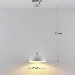 Lindby hængelampe Cliona, hvid, metal, Ø 31 cm, E27