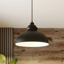 Lindby hængelampe Cliona, sort, metal, Ø 31 cm, E27