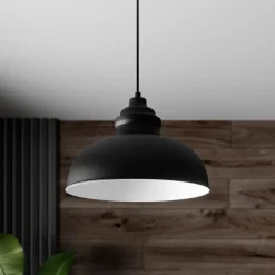 Lindby hængelampe Cliona, sort, metal, Ø 31 cm, E27