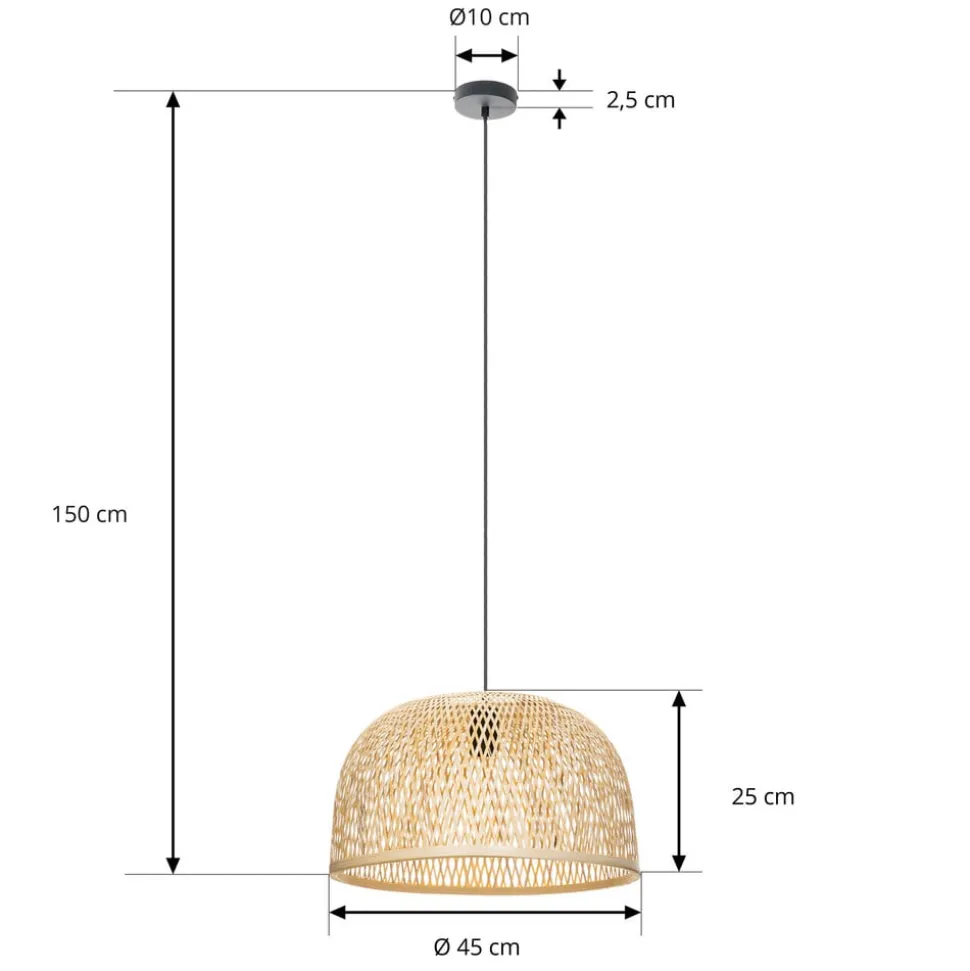 Lindby hængelampe Dabila, bambus, Ø 45 cm, E27