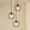 Lindby hængelampe Danika, rund, Ø 50 cm, sort, metal