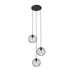 Lindby hængelampe Danika, rund, Ø 50 cm, sort, metal