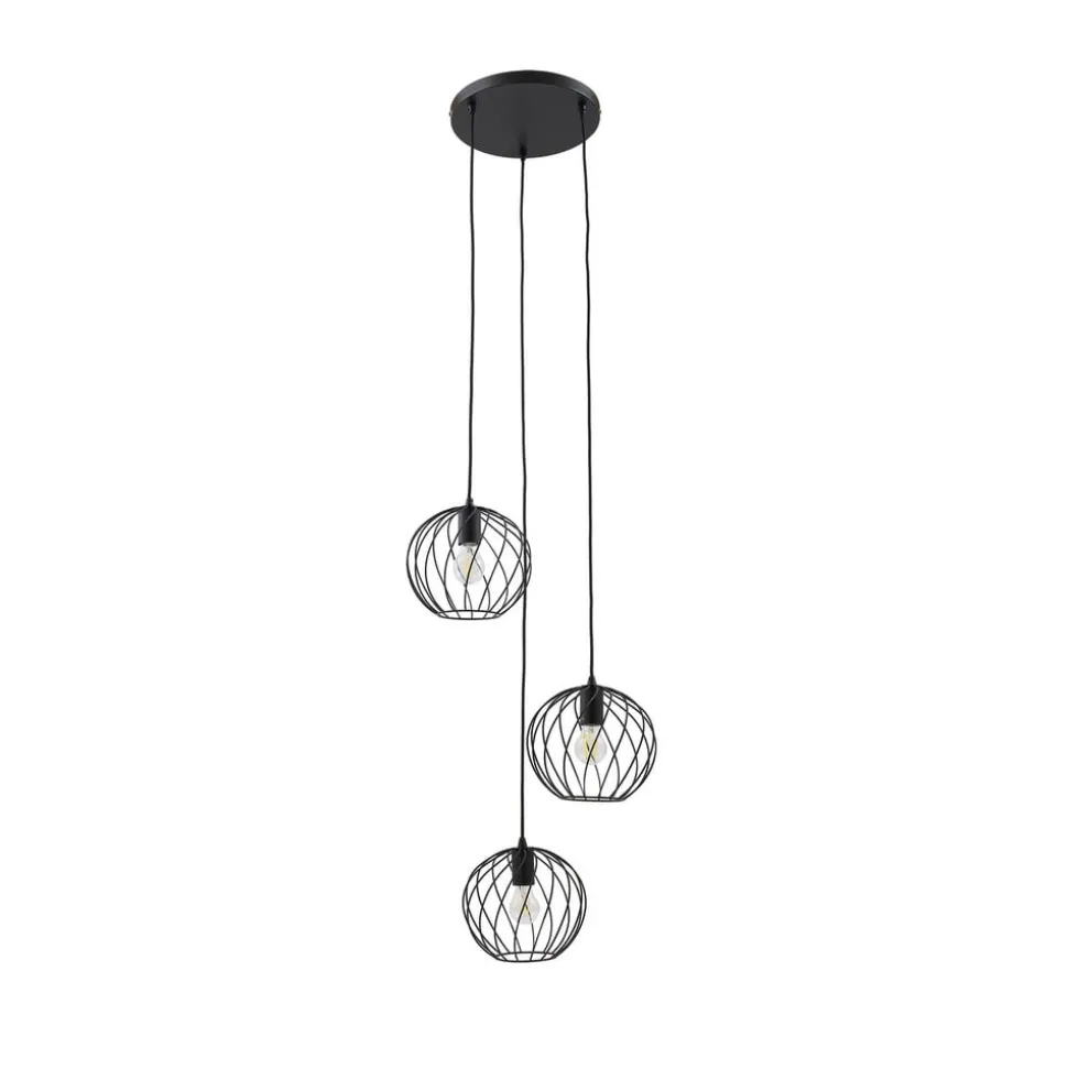 Lindby hængelampe Danika, rund, Ø 50 cm, sort, metal