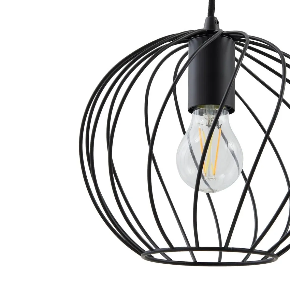 Lindby hængelampe Danika, rund, Ø 50 cm, sort, metal
