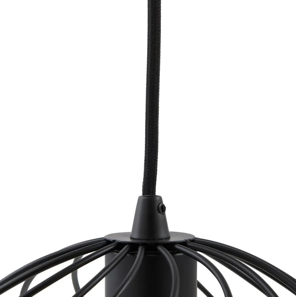 Lindby hængelampe Danika, rund, Ø 50 cm, sort, metal