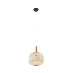 Lindby hængelampe Doroteo, 25 cm, 1 lyskilde, ravfarvet, glas