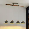 Lindby hængelampe Durbis, 116 cm, 4 lyskilder, grå, træ, E27