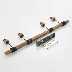Lindby hængelampe Durbis, 116 cm, 4 lyskilder, grå, træ, E27