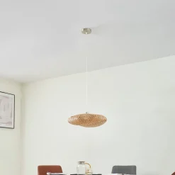 Lindby hængelampe Eleane, bambus, natur, Ø 50 cm
