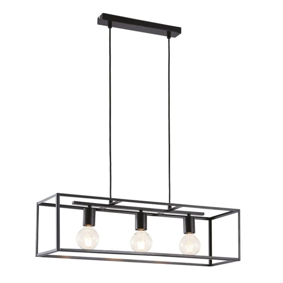 Lindby hængelampe Emily, 72 cm, sort, 3 lyskilder, metal
