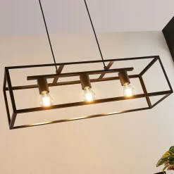 Lindby hængelampe Emily, 72 cm, sort, 3 lyskilder, metal