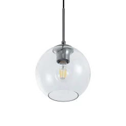 Lindby hængelampe Firano, 110 cm, 3 lyskilder, antracit, glas