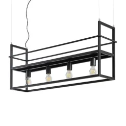 Lindby hængelampe Grisela, hylde, sort, metal, 120 cm