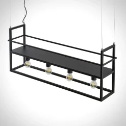 Lindby hængelampe Grisela, hylde, sort, metal, 120 cm