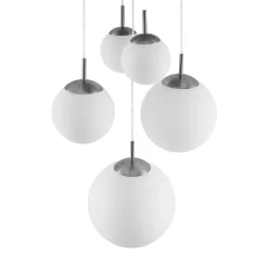 Lindby hængelampe Heleska, hvid, glas, 5 lyskilder, Ø 50 cm