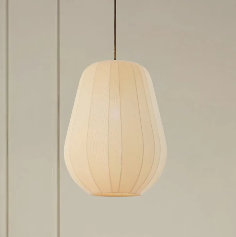 Lindby hængelampe Helin, beige, Ø 30 cm, stof