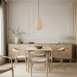 Lindby hængelampe Helin, beige, Ø 30 cm, stof