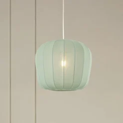 Lindby hængelampe Helin, blå, Ø 35 cm, stof