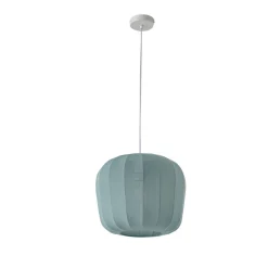 Lindby hængelampe Helin, blå, Ø 35 cm, stof