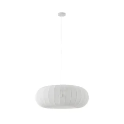 Lindby hængelampe Helin, hvid, Ø 70 cm, tekstil, 3 x E27
