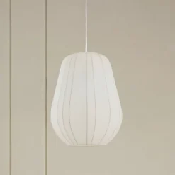 Lindby hængelampe Helin, hvid, Ø 30 cm, stof