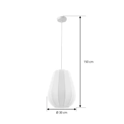 Lindby hængelampe Helin, hvid, Ø 30 cm, stof