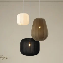 Lindby hængelampe Helin sort/hvid/grå, Ø 60 cm, 3 lyskilder