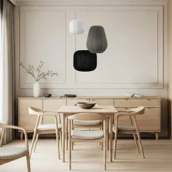 Lindby hængelampe Helin sort/hvid/grå, Ø 60 cm, 3 lyskilder