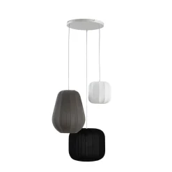 Lindby hængelampe Helin sort/hvid/grå, Ø 60 cm, 3 lyskilder